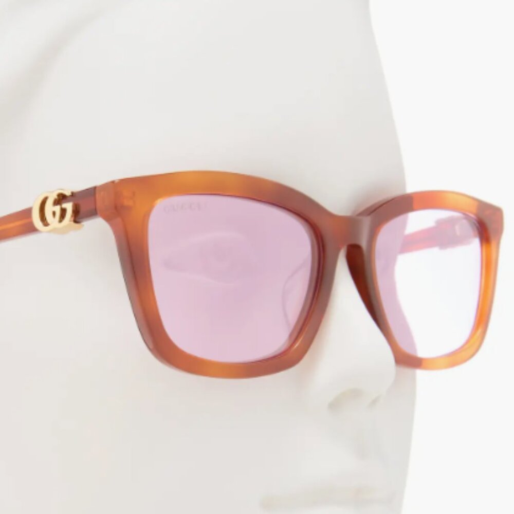 Gucci 55mm Square Sunglasses Havana Violet